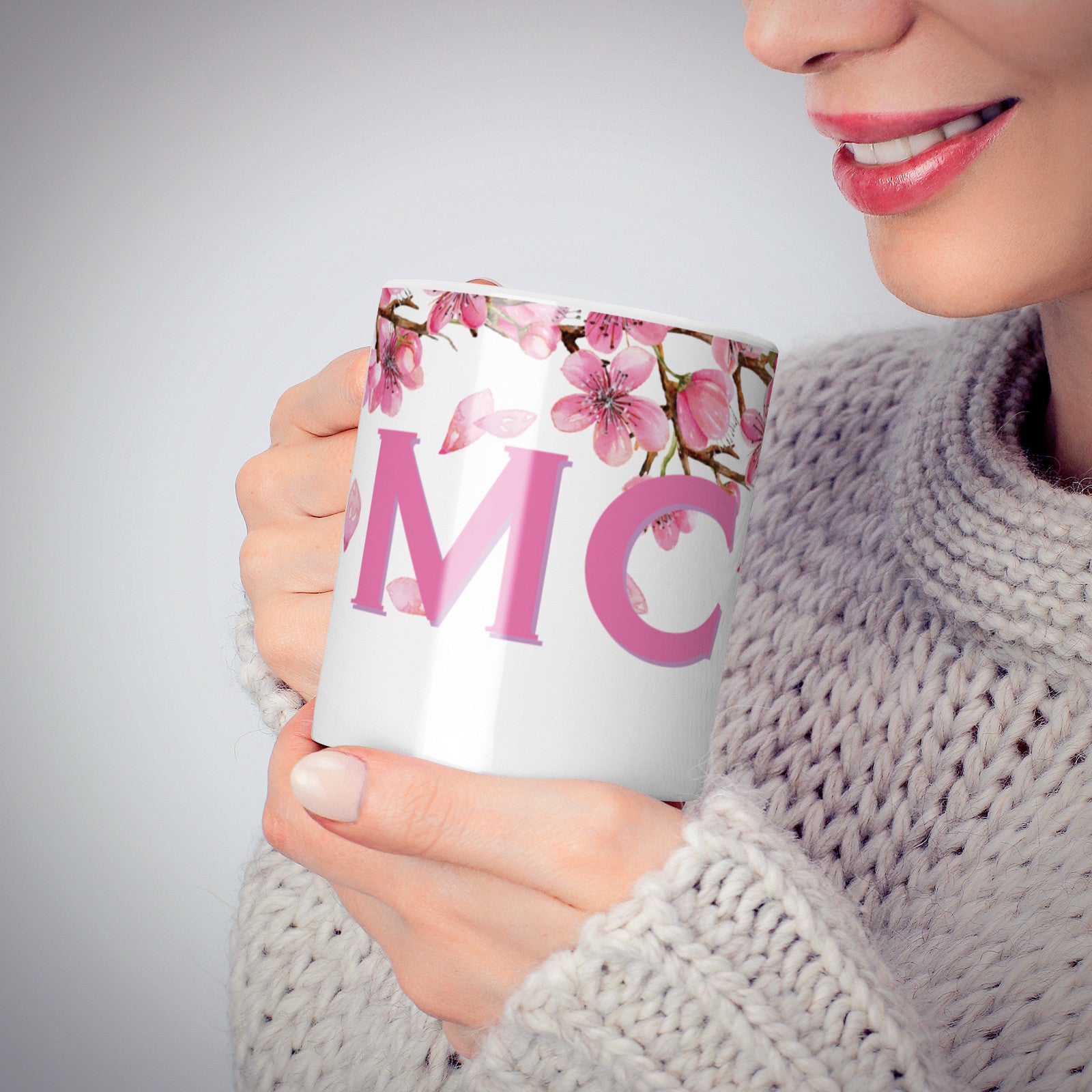 Personalised Pink White Blossom 10oz Mug Alternative Image 6
