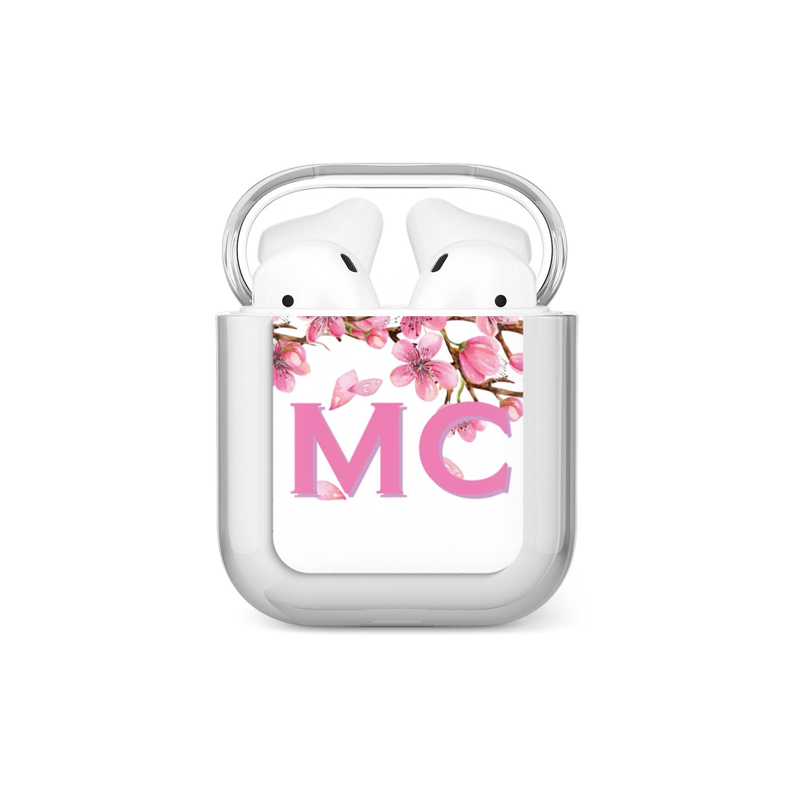 Personalised Pink White Blossom AirPods Case