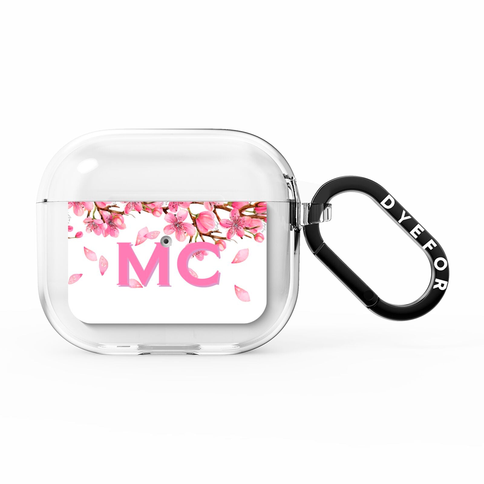 Personalised Pink White Blossom AirPods Clear Case 3rd Gen