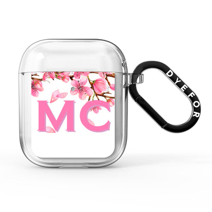 Personalised Pink White Blossom AirPods Clear Case