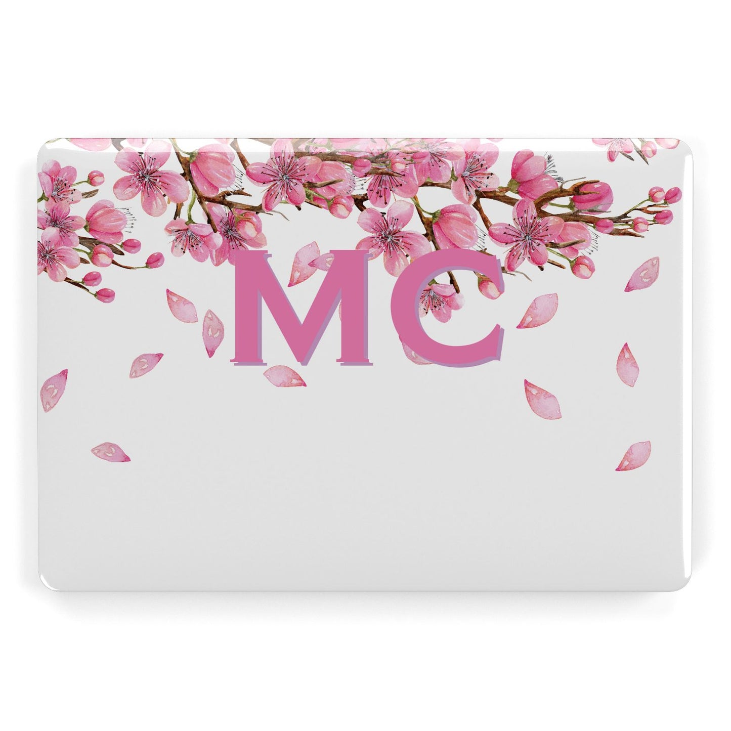 Personalised Pink White Blossom Apple MacBook Case