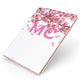 Personalised Pink White Blossom Apple iPad Case on Rose Gold iPad Side View