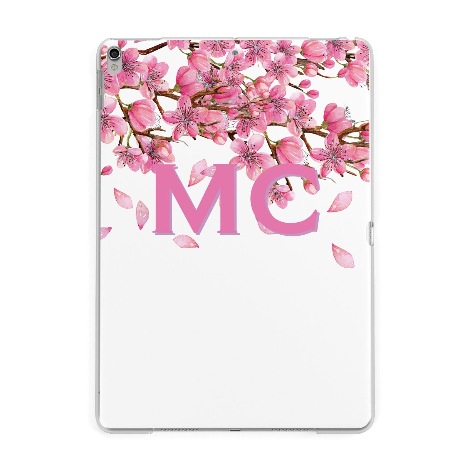 Personalised Pink White Blossom Apple iPad Silver Case