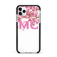 Personalised Pink White Blossom Apple iPhone 11 Pro Max in Silver with Black Impact Case