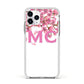 Personalised Pink White Blossom Apple iPhone 11 Pro in Silver with White Impact Case