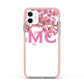 Personalised Pink White Blossom Apple iPhone 11 in White with Pink Impact Case