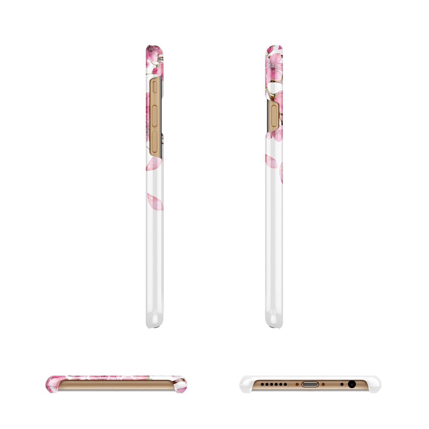 Personalised Pink White Blossom Apple iPhone 6 3D Wrap Snap Case Angled Images