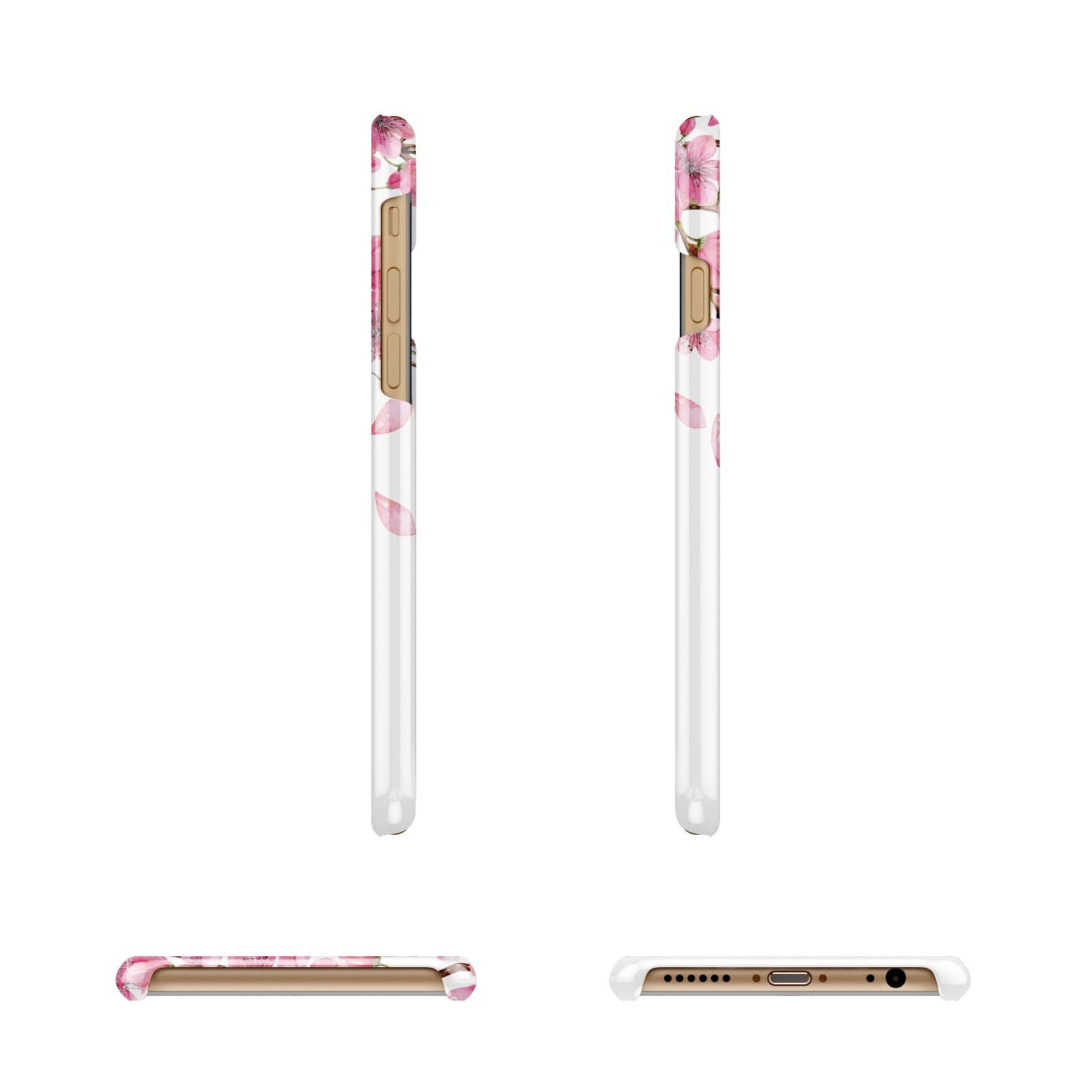 Personalised Pink White Blossom Apple iPhone 6 3D Wrap Snap Case Angled Images