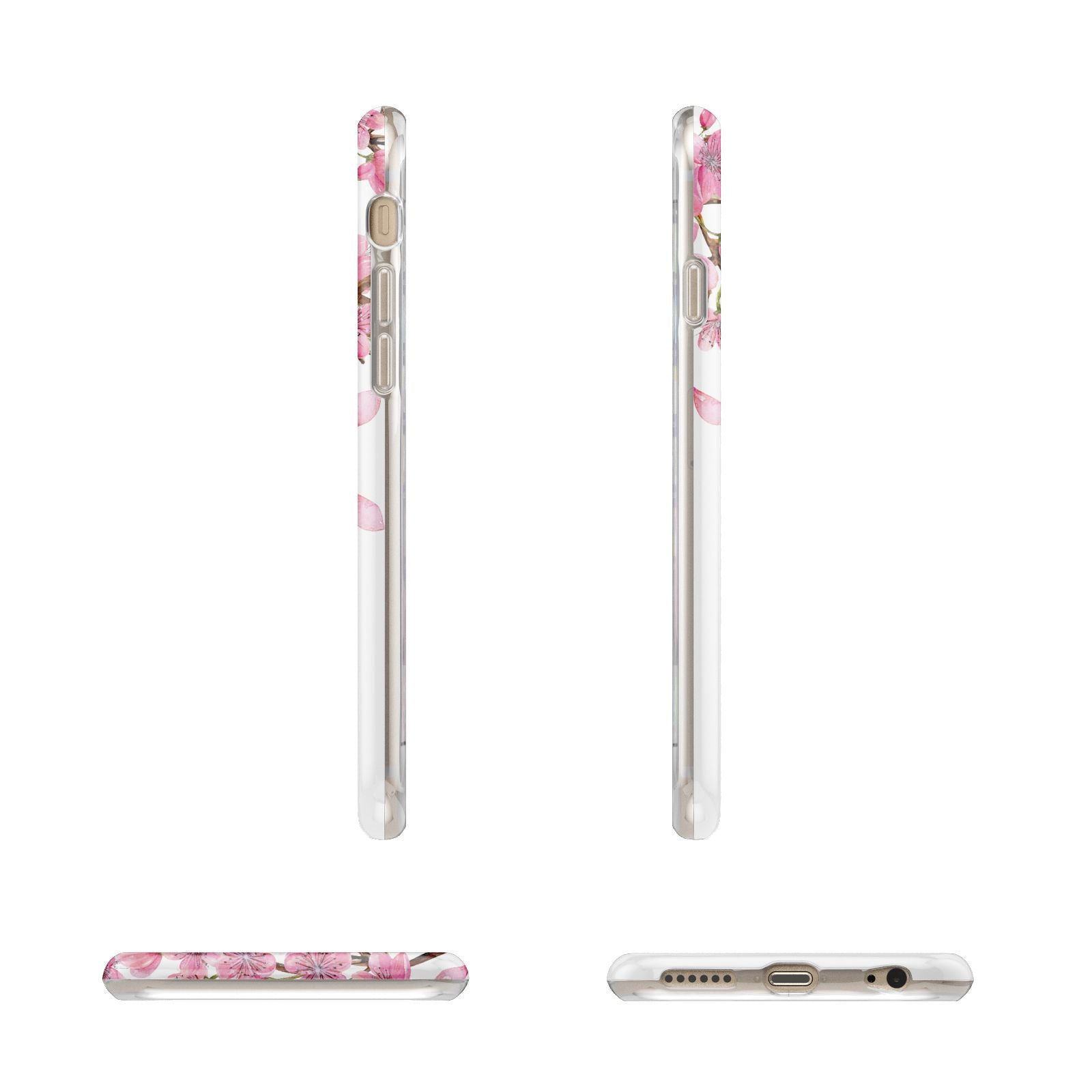 Personalised Pink White Blossom Apple iPhone 6 3D Wrap Tough Case Alternative Image Angles