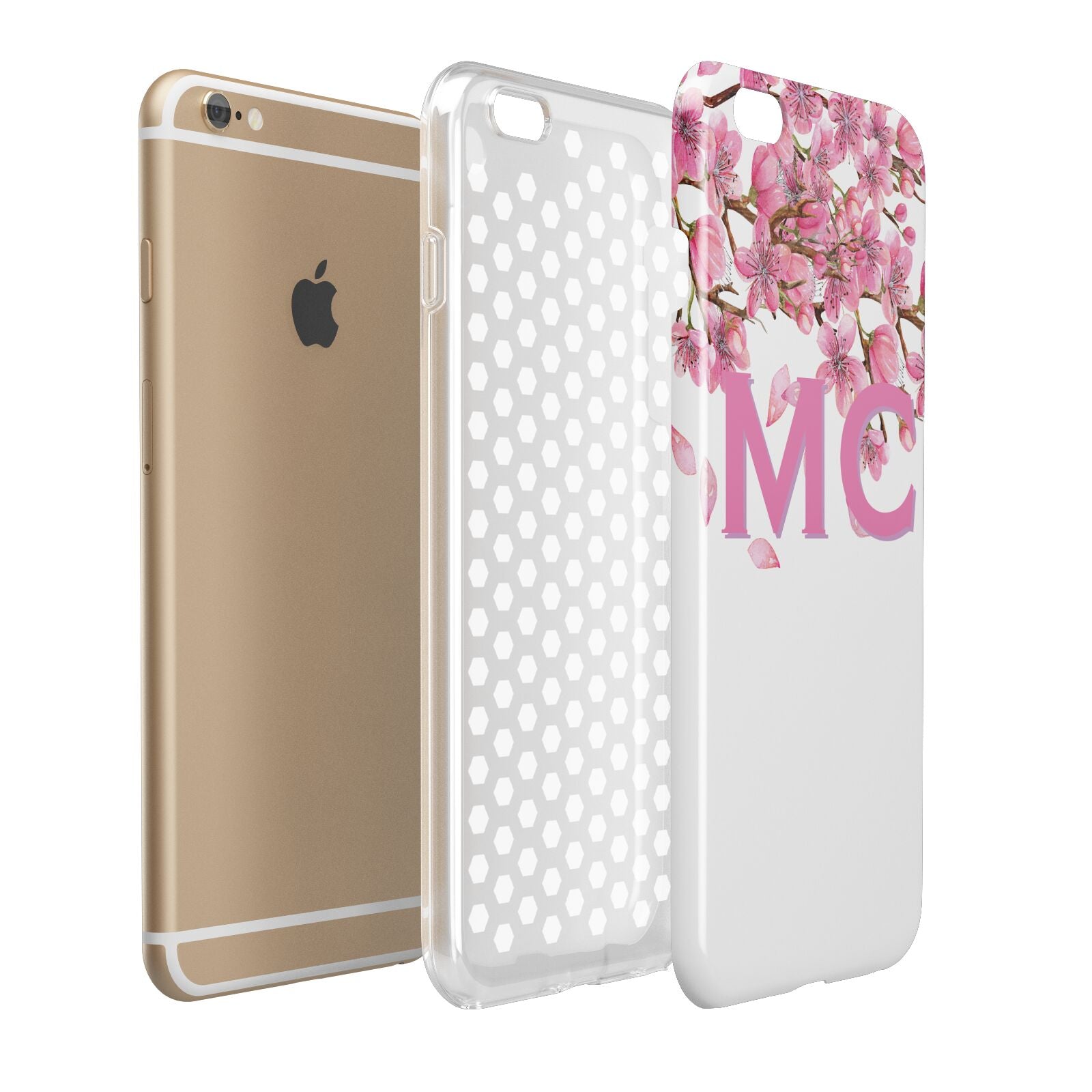 Personalised Pink White Blossom Apple iPhone 6 Plus 3D Tough Case Expand Detail Image