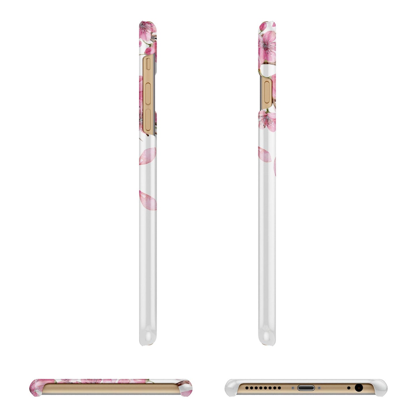Personalised Pink White Blossom Apple iPhone 6 Plus 3D Wrap Snap Case Angled Images