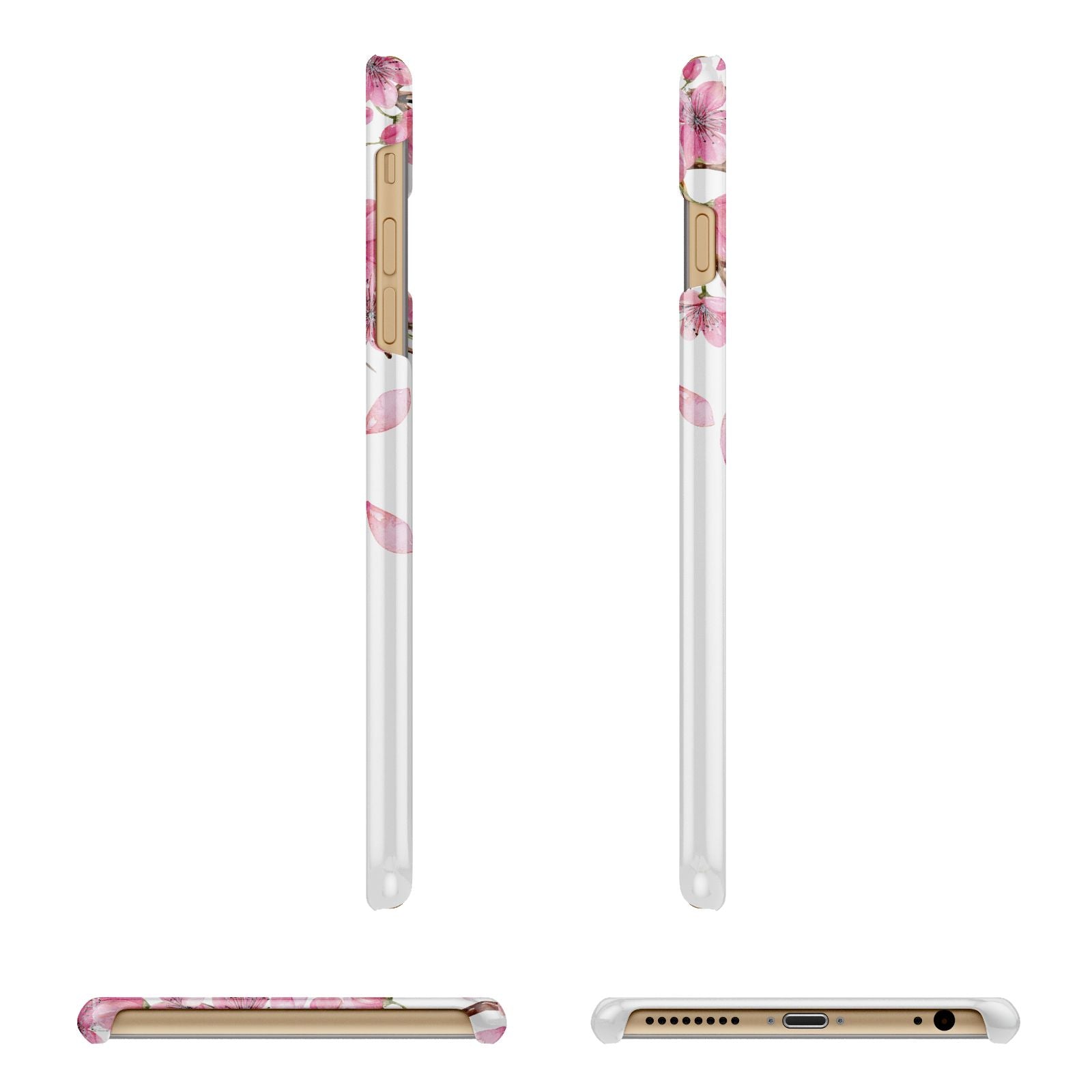 Personalised Pink White Blossom Apple iPhone 6 Plus 3D Wrap Snap Case Angled Images