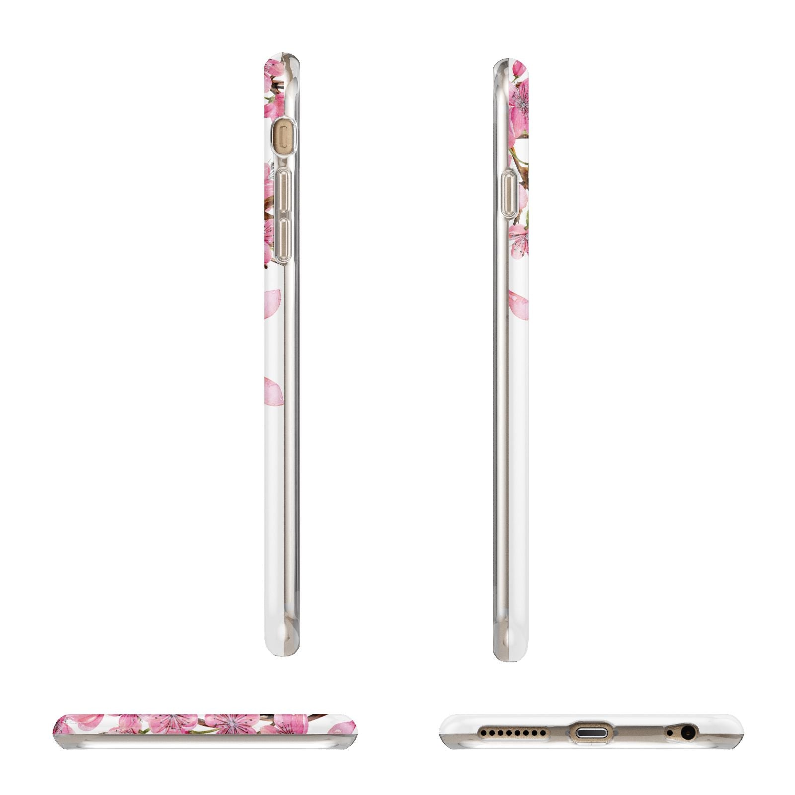 Personalised Pink White Blossom Apple iPhone 6 Plus 3D Wrap Tough Case Alternative Image Angles