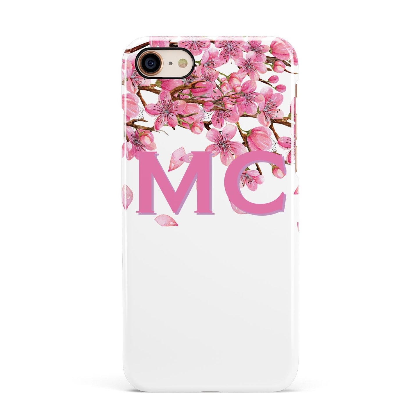 Personalised Pink White Blossom Apple iPhone 7 8 3D Snap Case