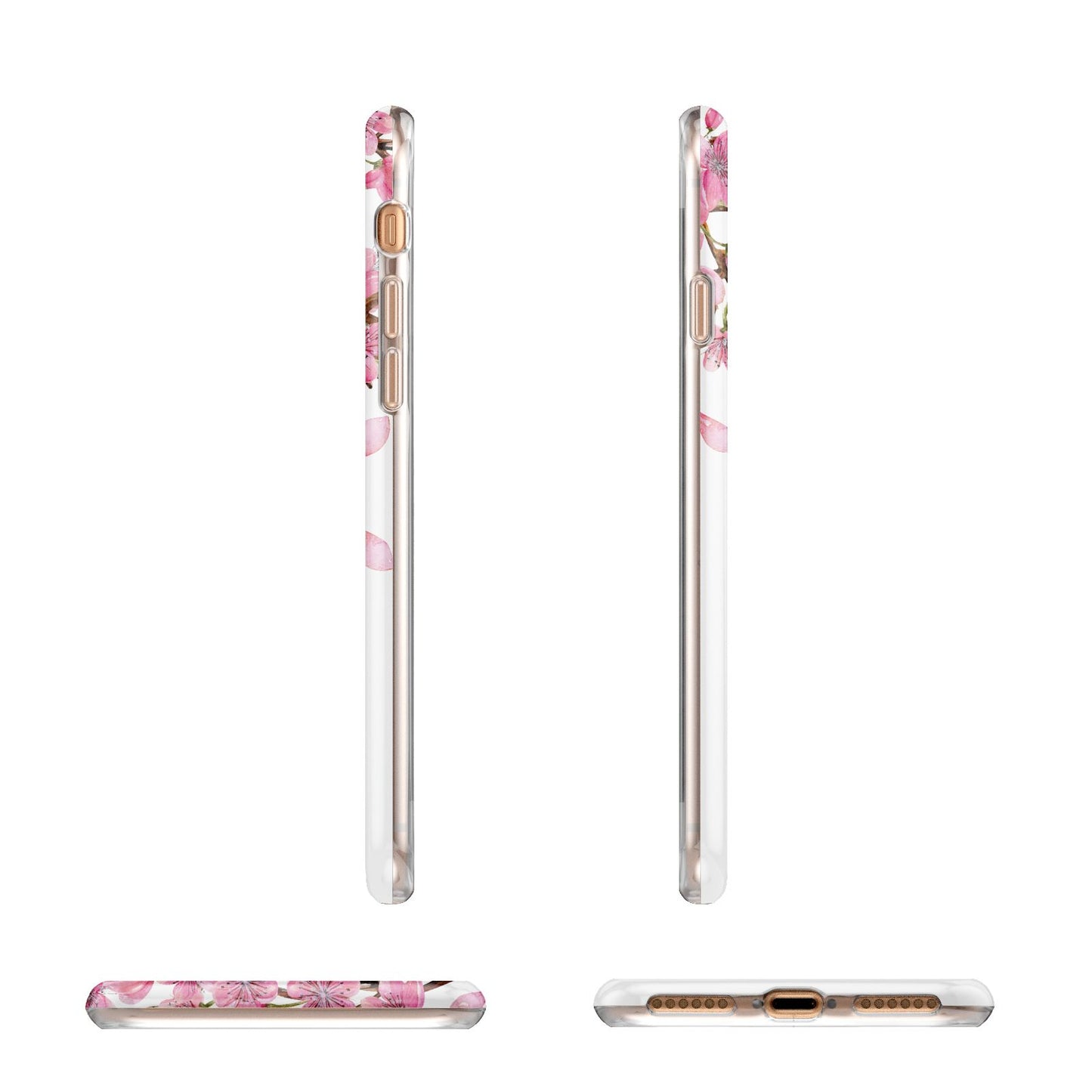 Personalised Pink White Blossom Apple iPhone 7 8 3D Wrap Tough Case Alternative Image Angles