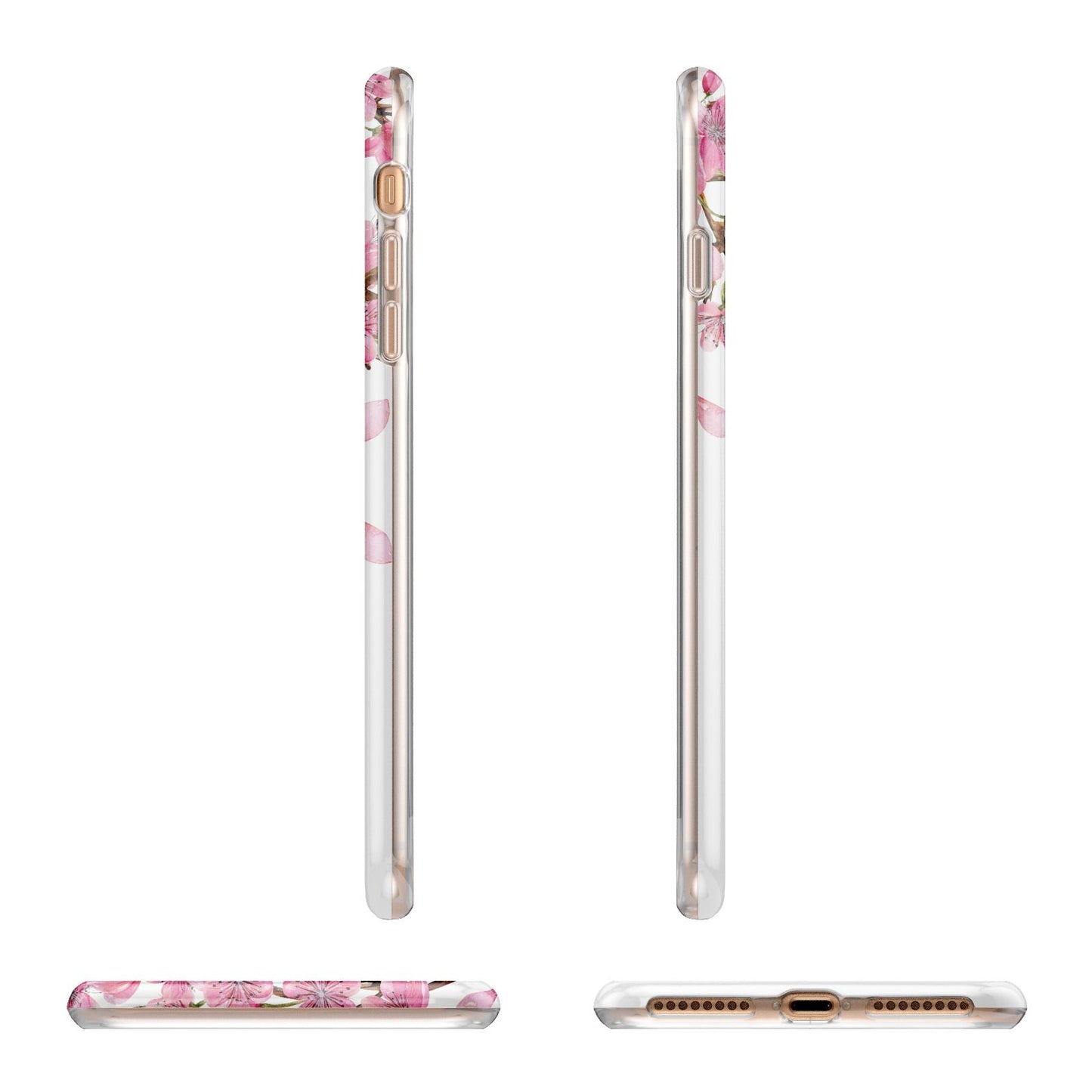 Personalised Pink White Blossom Apple iPhone 7 8 Plus 3D Wrap Tough Case Alternative Image Angles