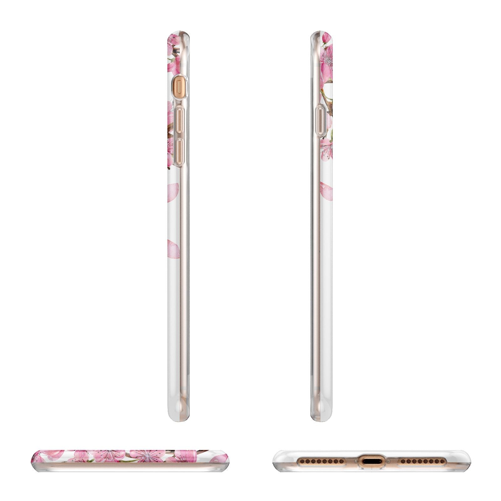 Personalised Pink White Blossom Apple iPhone 7 8 Plus 3D Wrap Tough Case Alternative Image Angles