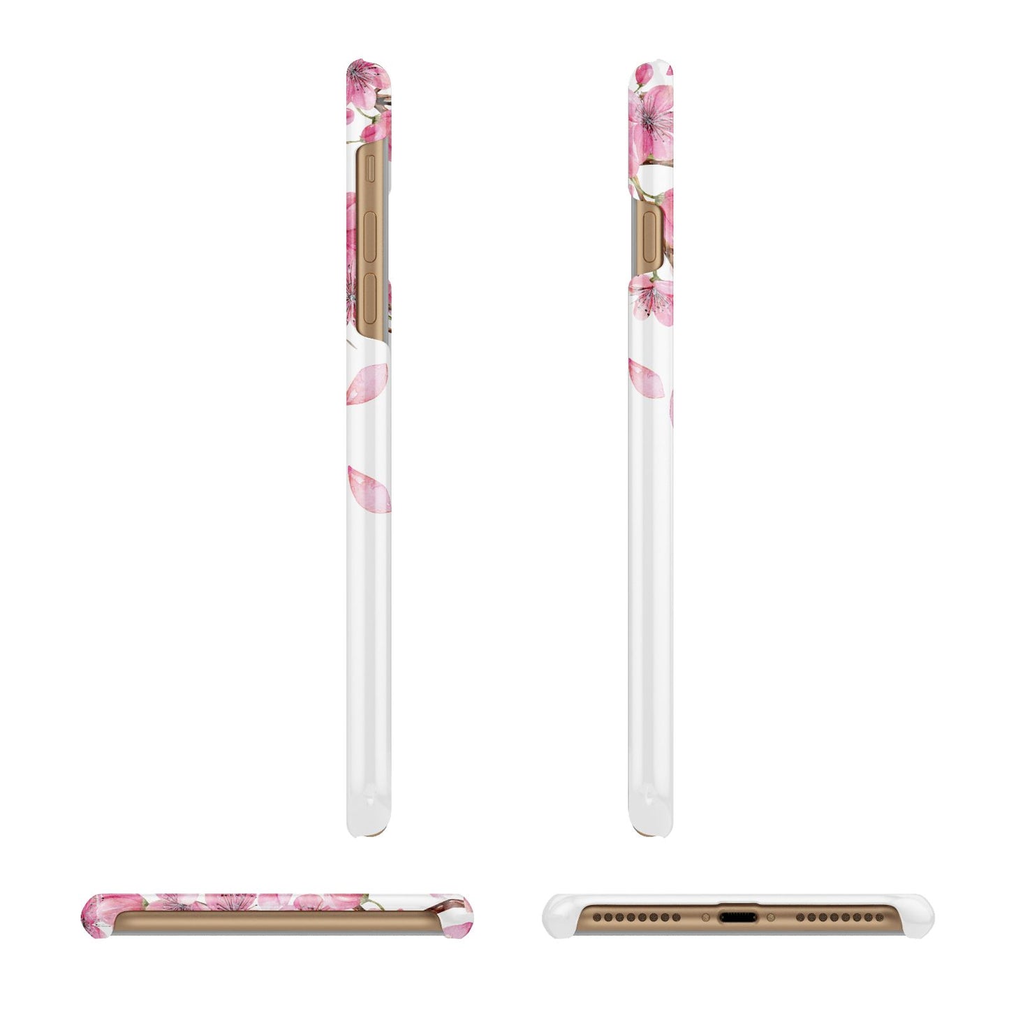 Personalised Pink White Blossom Apple iPhone 7 Plus 3D Wrap Snap Case Angled Images