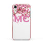 Personalised Pink White Blossom Apple iPhone XR Impact Case Pink Edge on Silver Phone