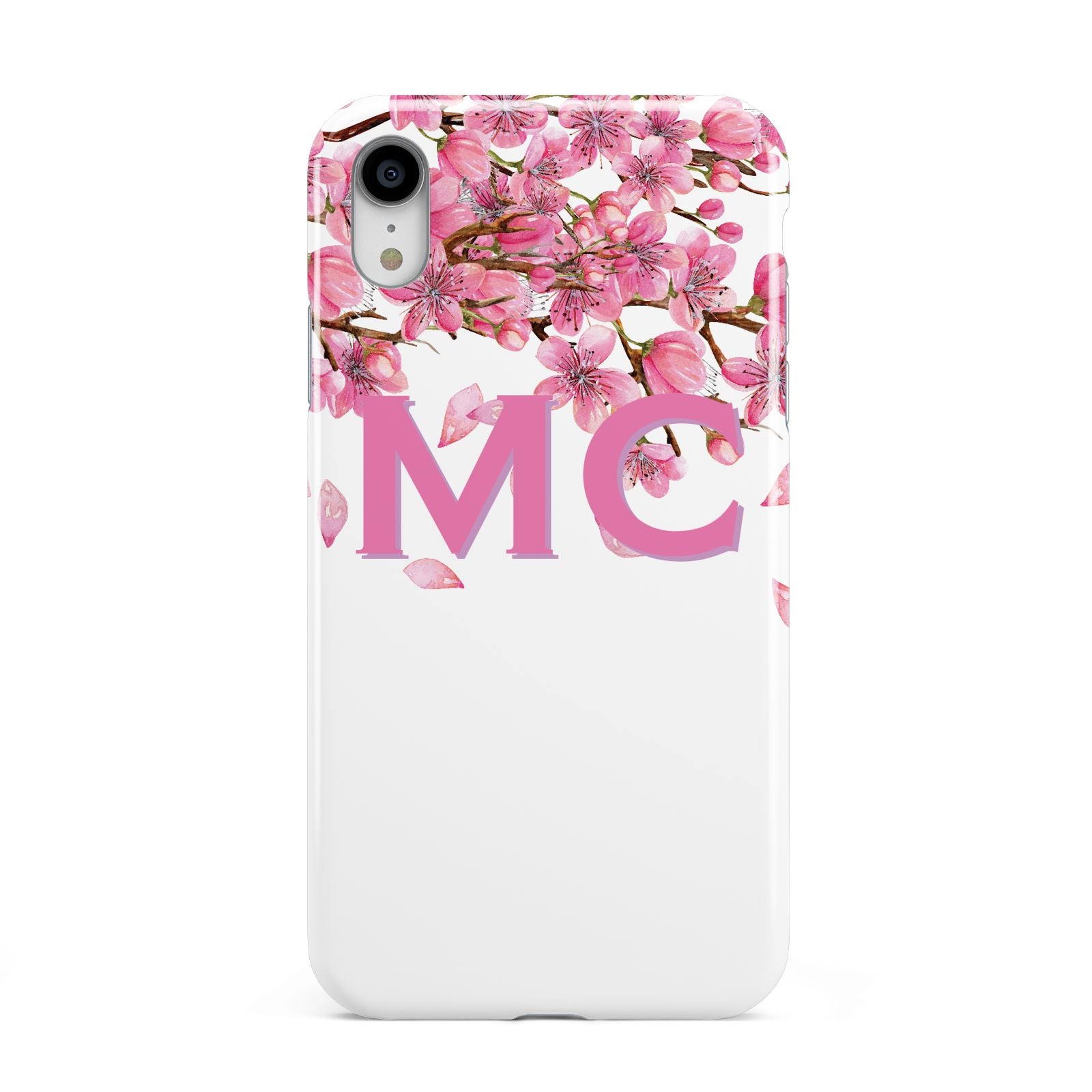Personalised Pink White Blossom Apple iPhone XR White 3D Tough Case