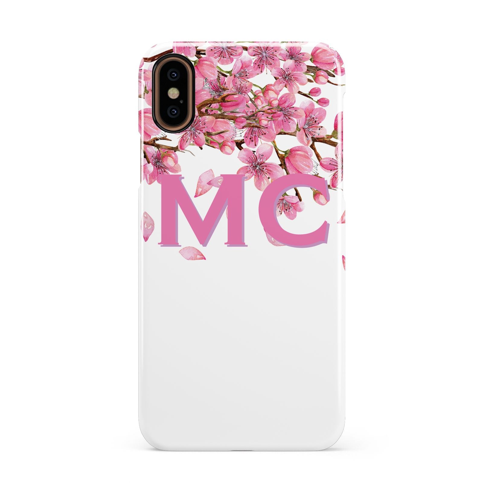 Personalised Pink White Blossom Apple iPhone XS 3D Snap Case