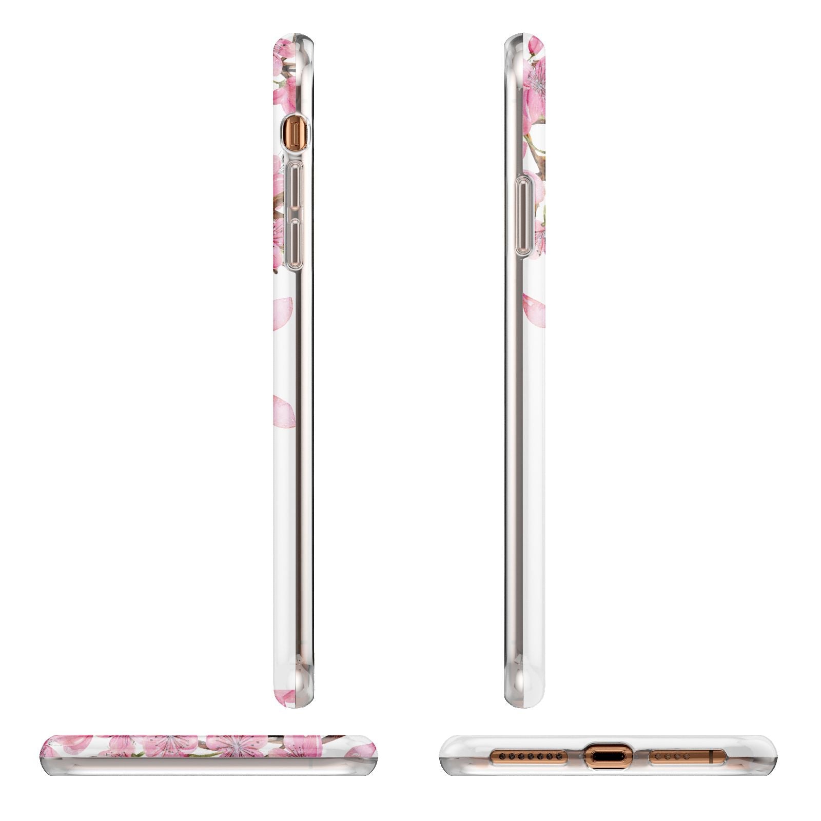 Personalised Pink White Blossom Apple iPhone XS Max 3D Wrap Tough Case Alternative Image Angles