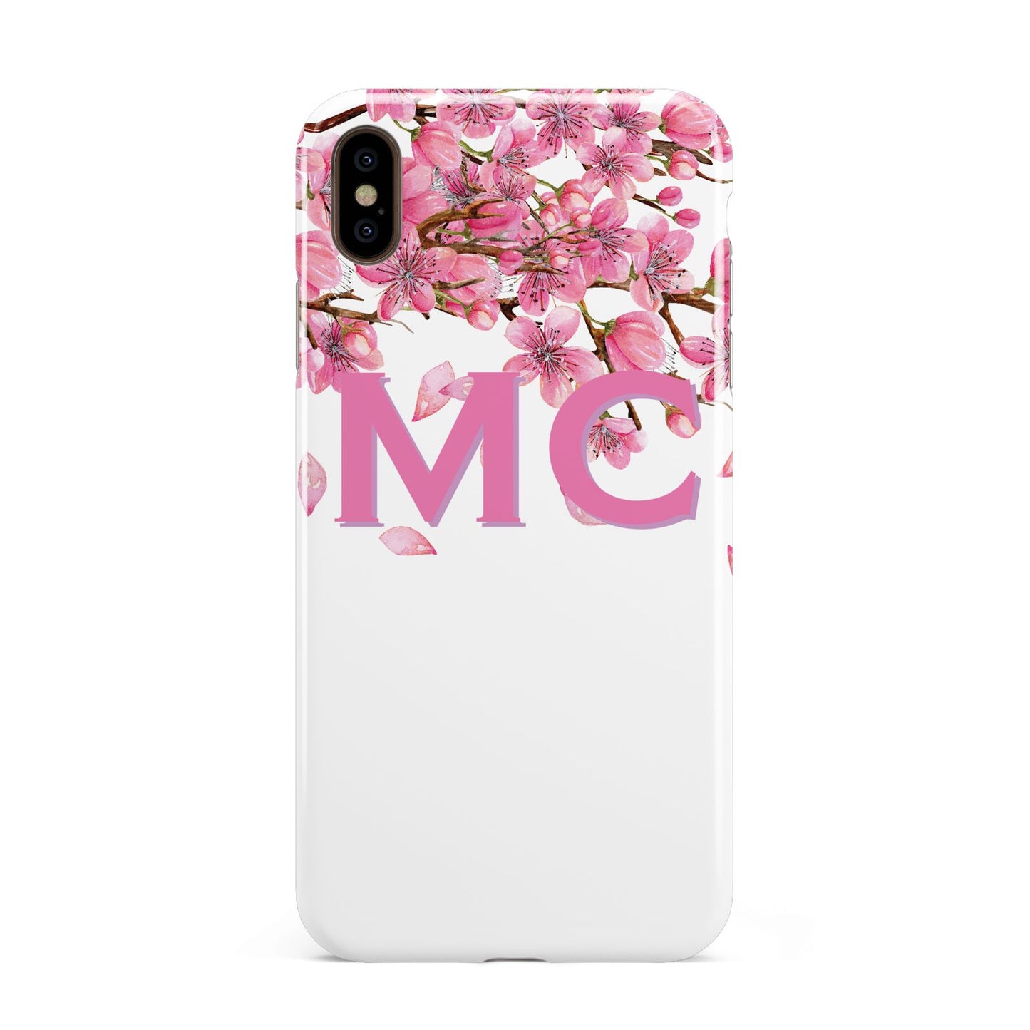 Personalised Pink White Blossom Apple iPhone Xs Max 3D Tough Case