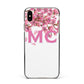 Personalised Pink White Blossom Apple iPhone Xs Max Impact Case Black Edge on Gold Phone