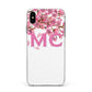 Personalised Pink White Blossom Apple iPhone Xs Max Impact Case White Edge on Black Phone