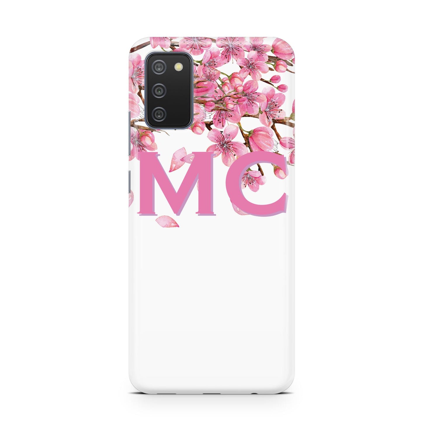 Personalised Pink White Blossom Samsung A02s Case