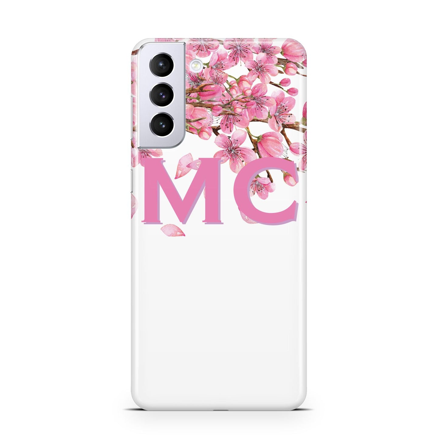 Personalised Pink White Blossom Samsung S21 Plus Case