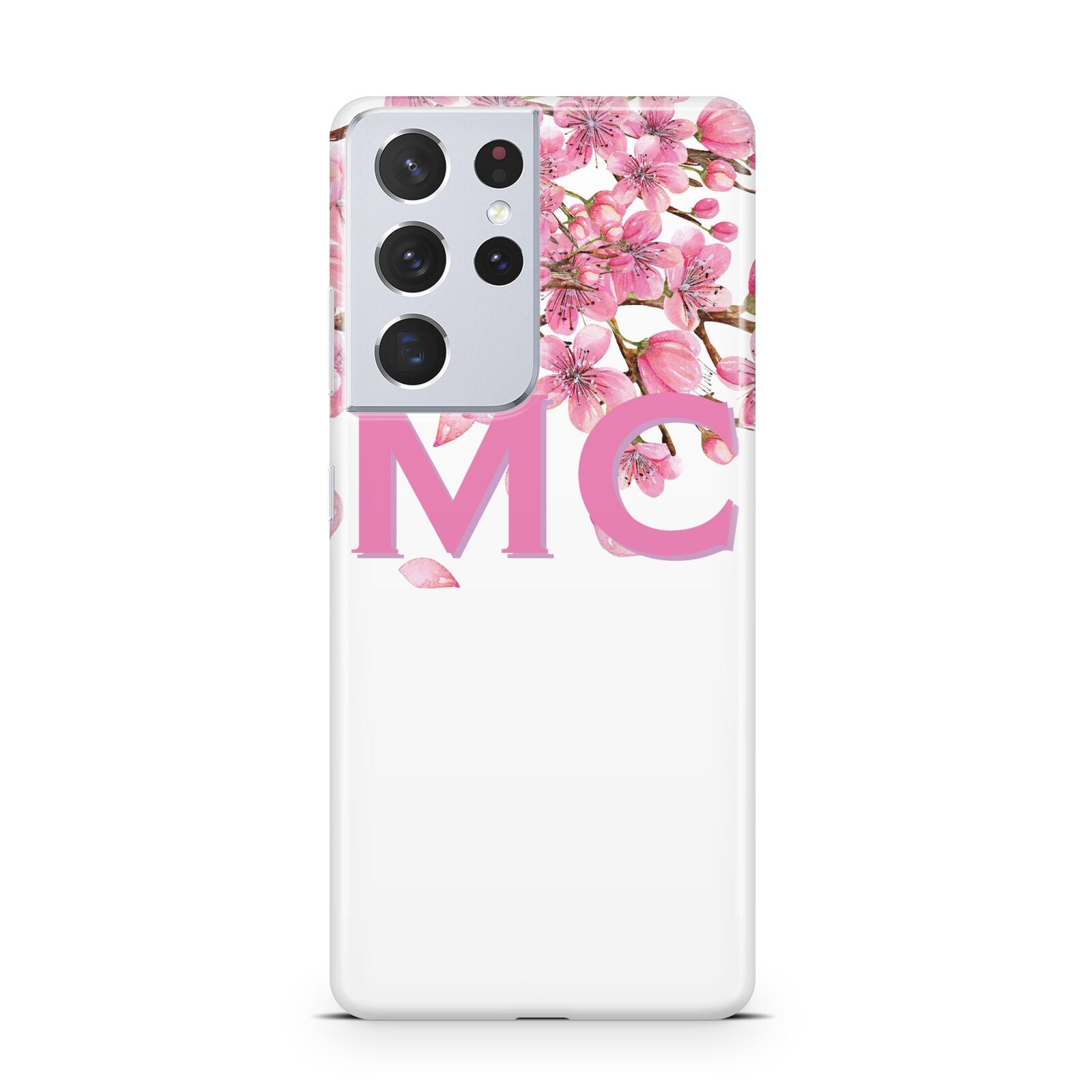 Personalised Pink White Blossom Samsung S21 Ultra Case