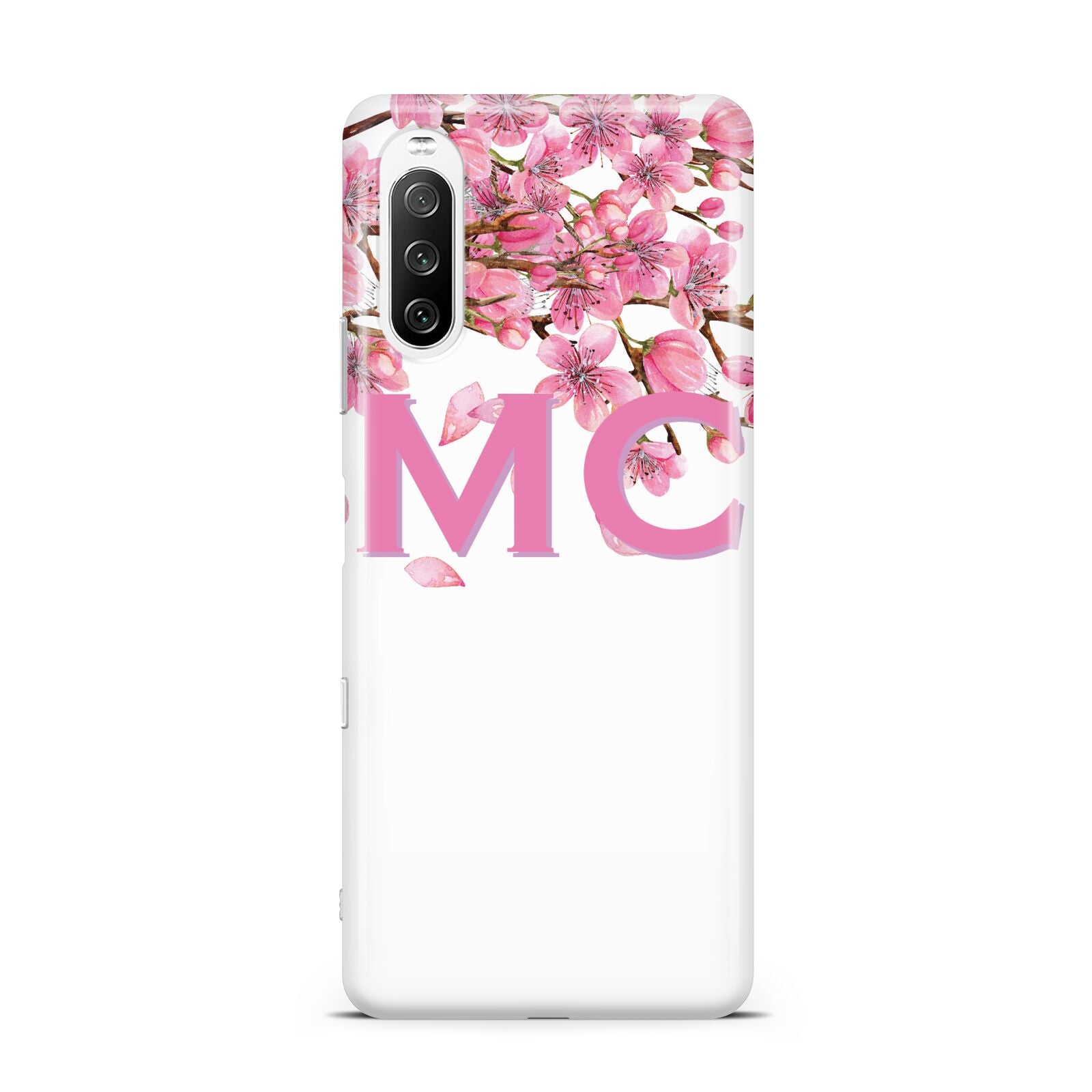 Personalised Pink White Blossom Sony Xperia 10 III Case
