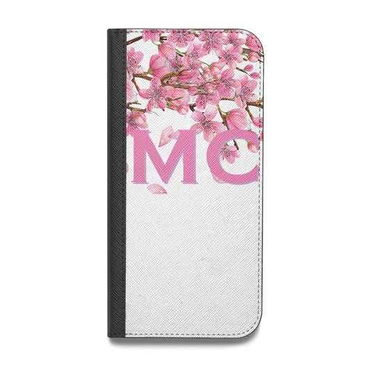 Personalised Pink White Blossom Vegan Leather Flip iPhone Case