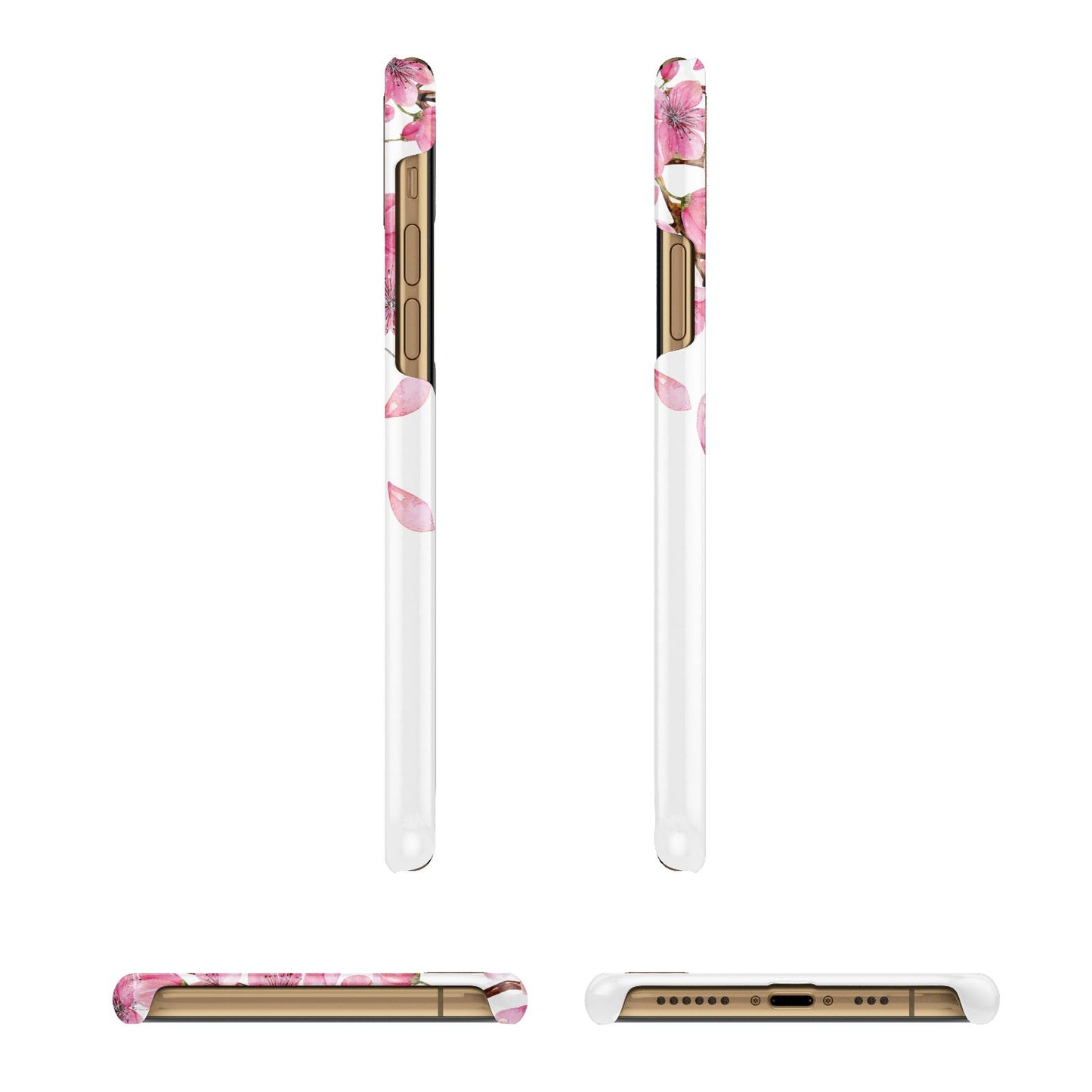 Personalised Pink White Blossom iPhone 11 3D Snap Case Angle Images