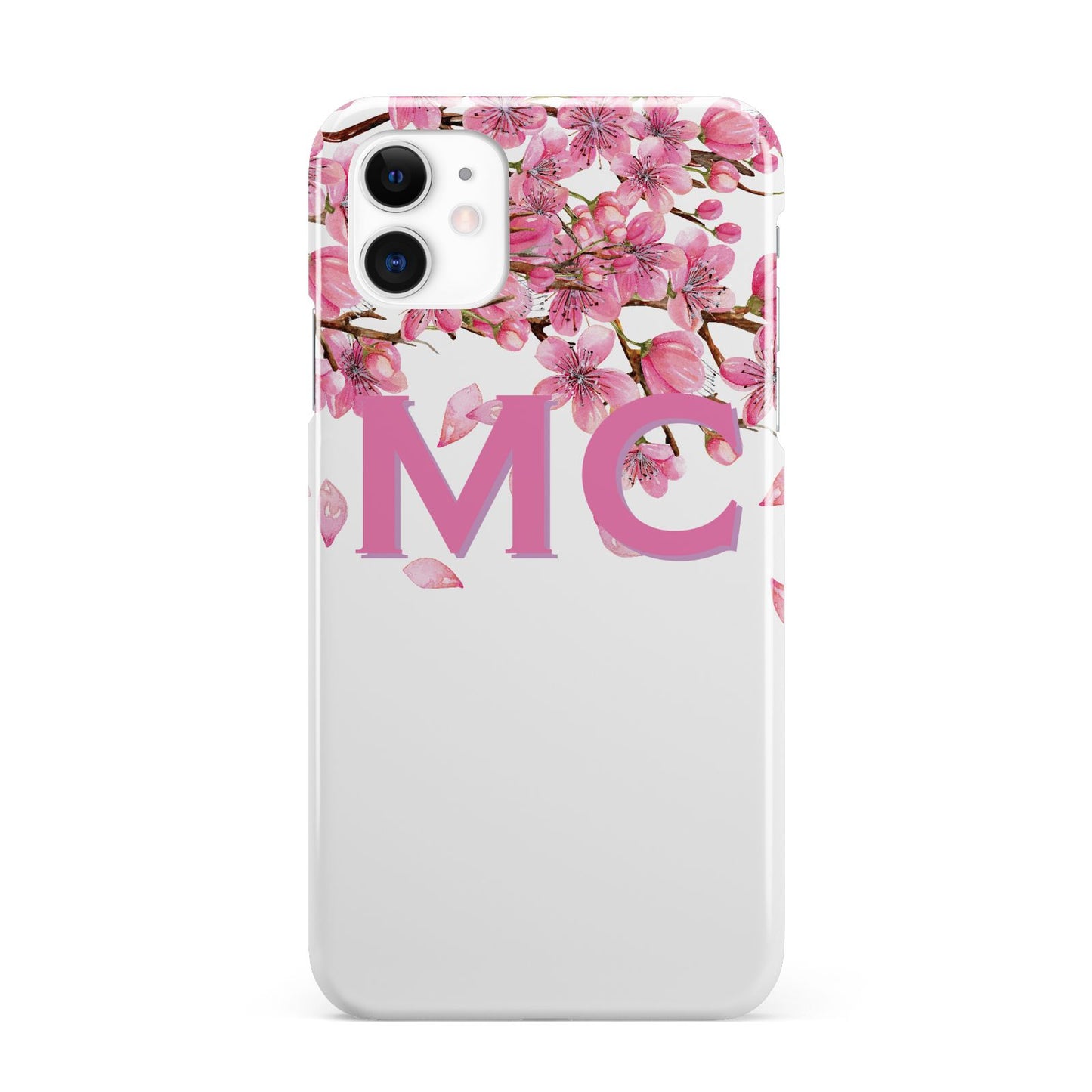 Personalised Pink White Blossom iPhone 11 3D Snap Case