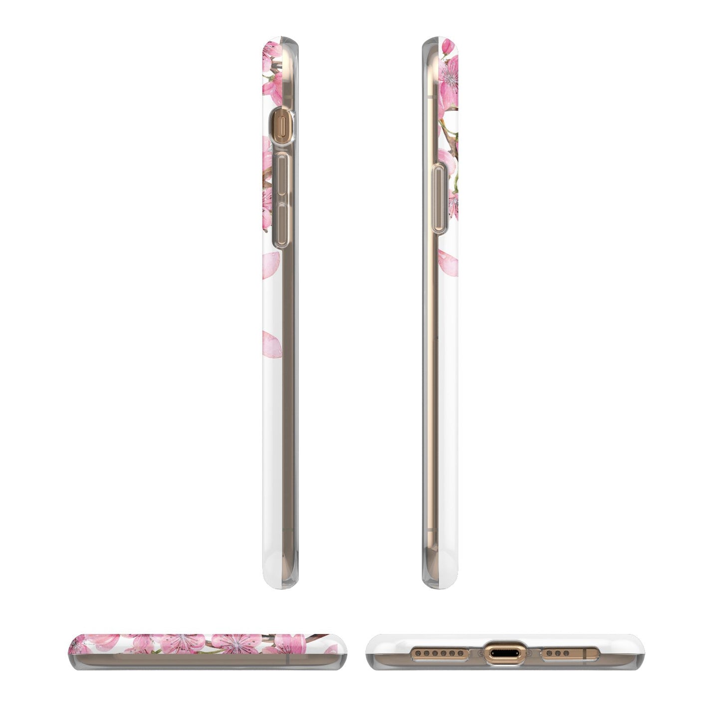 Personalised Pink White Blossom iPhone 11 3D Tough Case Angle Images