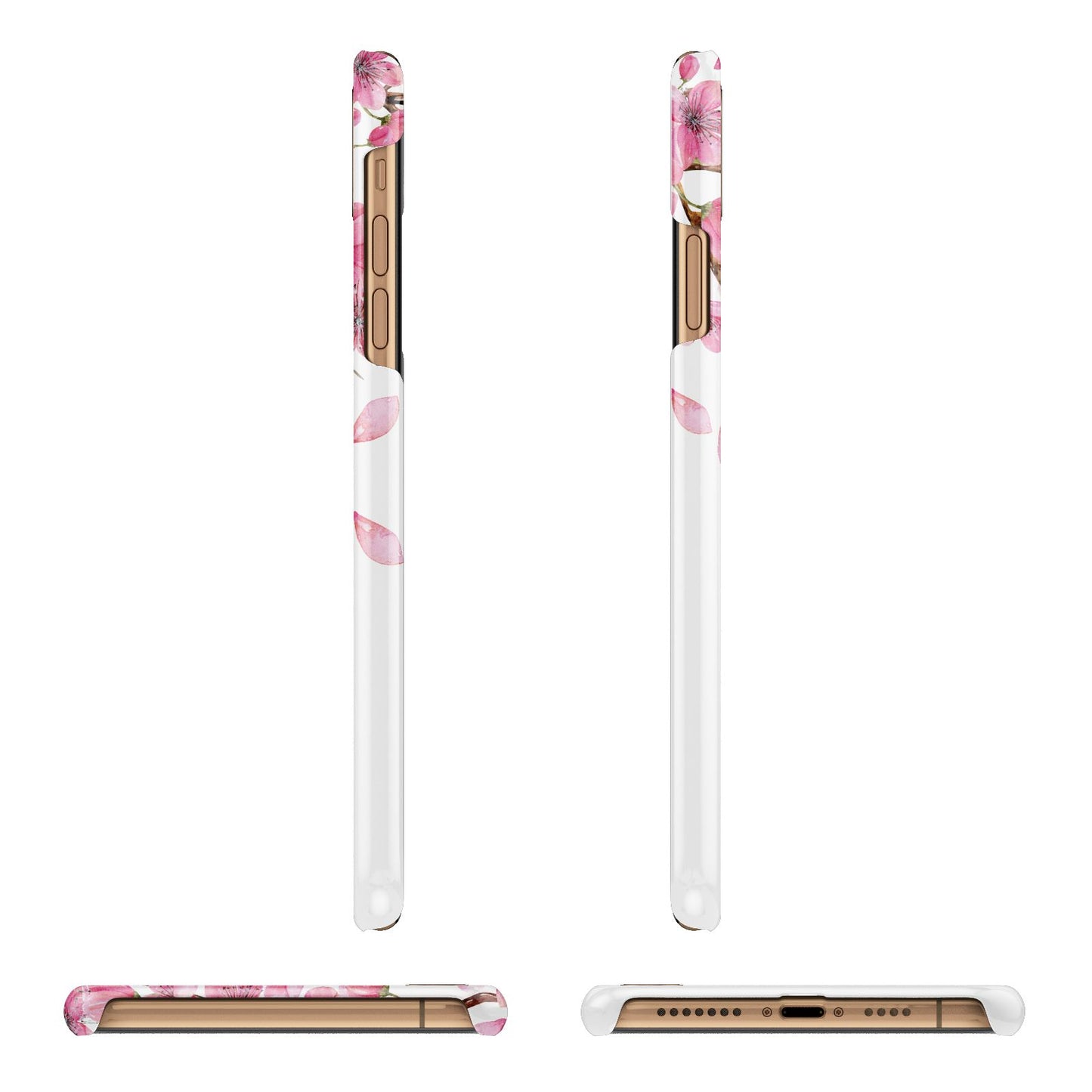 Personalised Pink White Blossom iPhone 11 Pro Max 3D Snap Case Angle Images