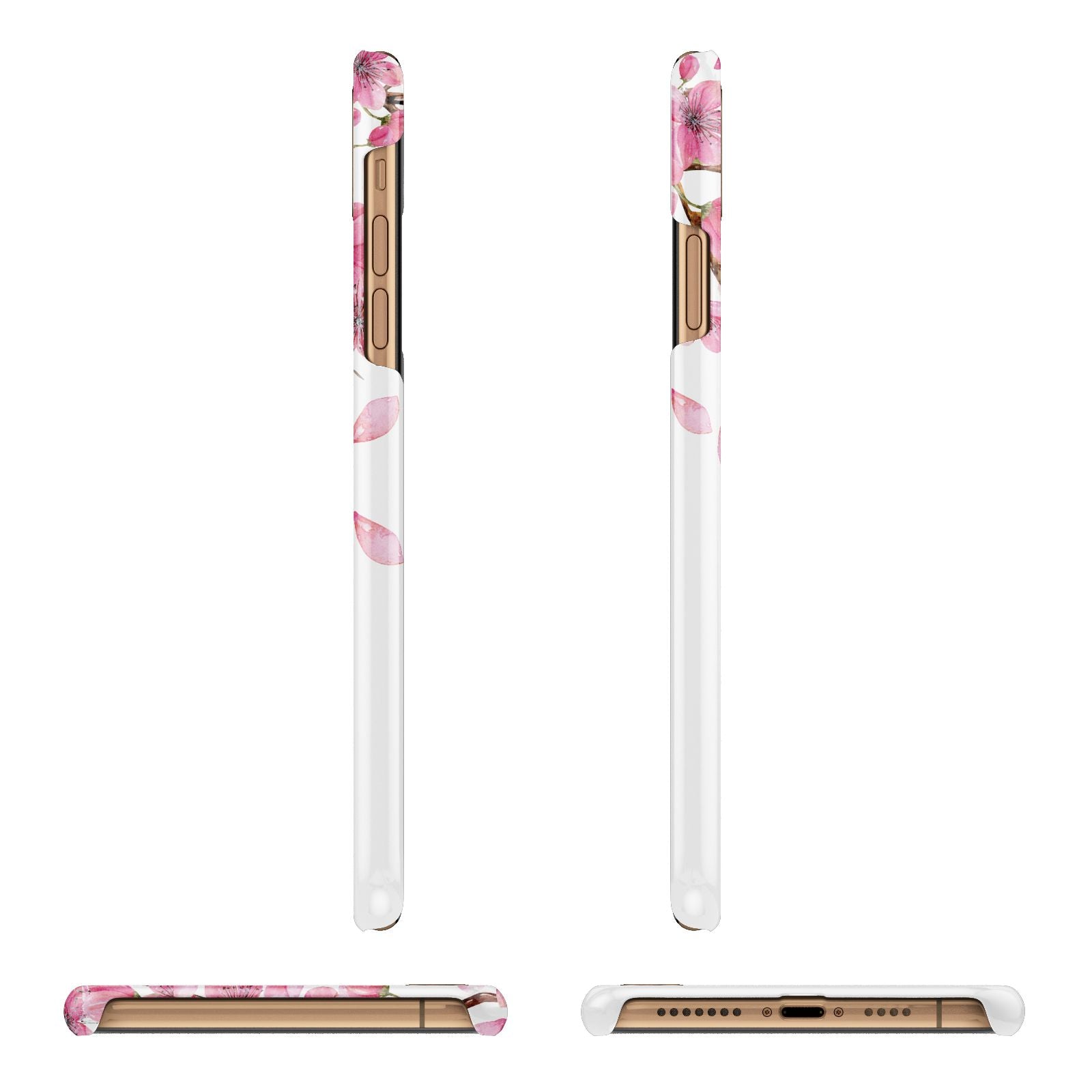 Personalised Pink White Blossom iPhone 11 Pro Max 3D Snap Case Angle Images