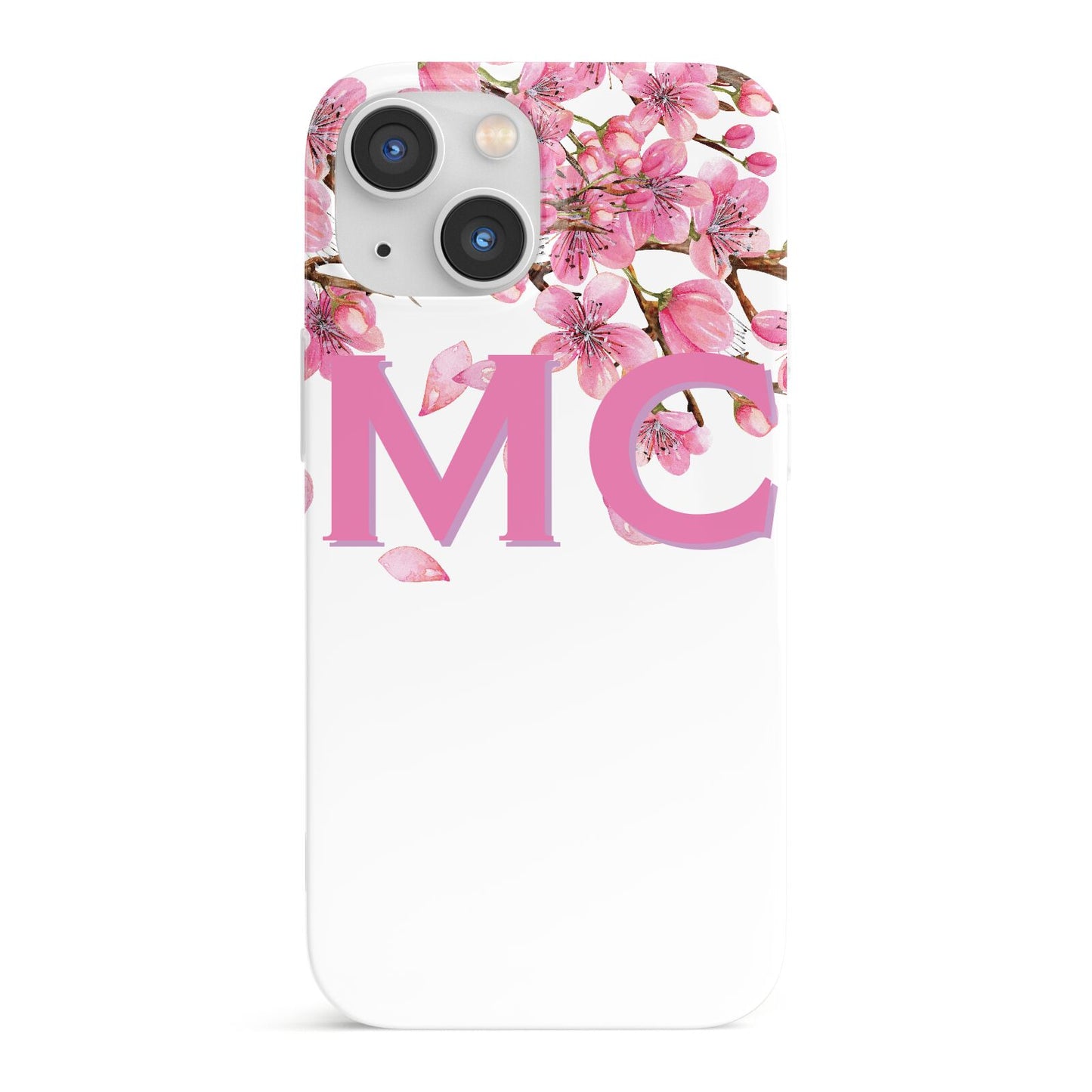 Personalised Pink White Blossom iPhone 13 Mini Full Wrap 3D Snap Case