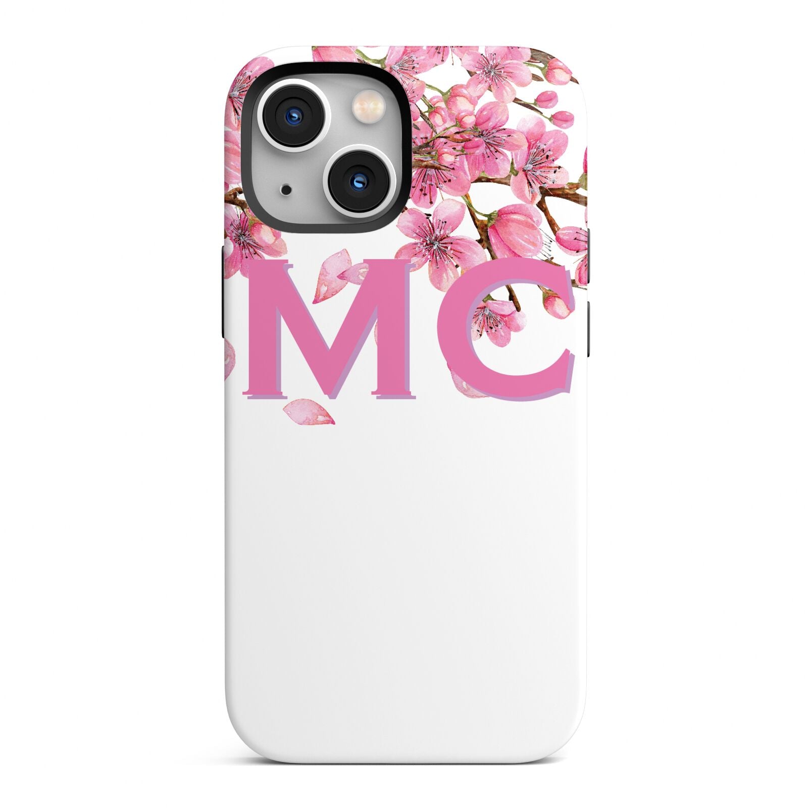 Personalised Pink White Blossom iPhone 13 Mini Full Wrap 3D Tough Case
