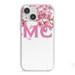 Personalised Pink White Blossom iPhone 13 Mini TPU Impact Case with White Edges