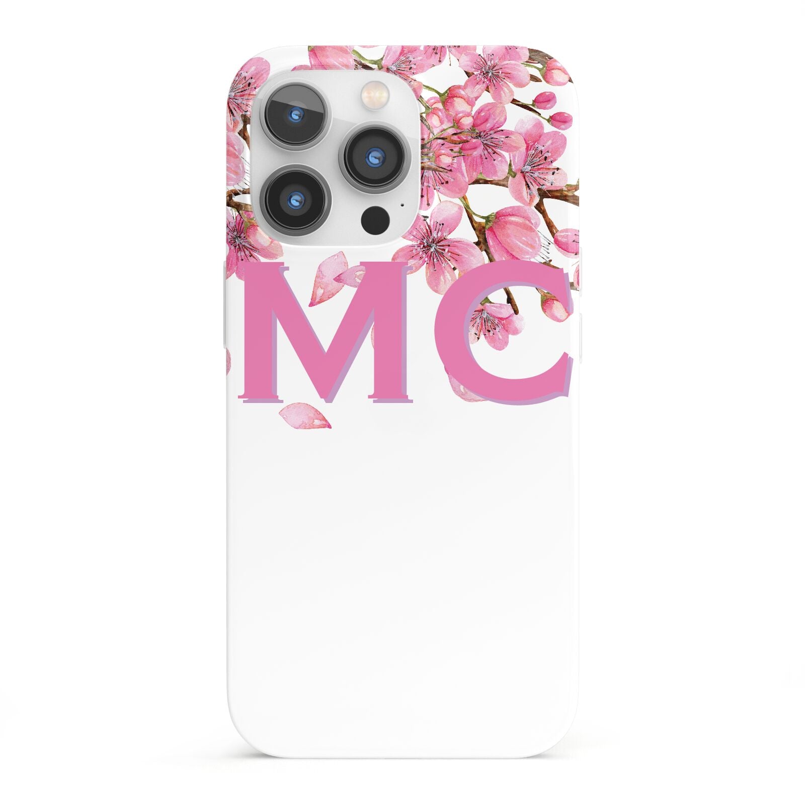 Personalised Pink White Blossom iPhone 13 Pro Full Wrap 3D Snap Case