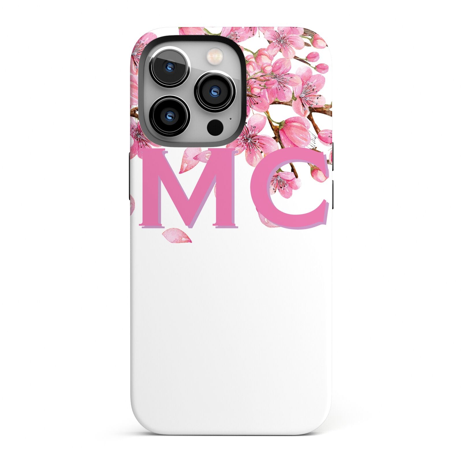 Personalised Pink White Blossom iPhone 13 Pro Full Wrap 3D Tough Case