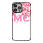 Personalised Pink White Blossom iPhone 13 Pro Max Black Impact Case on Silver phone