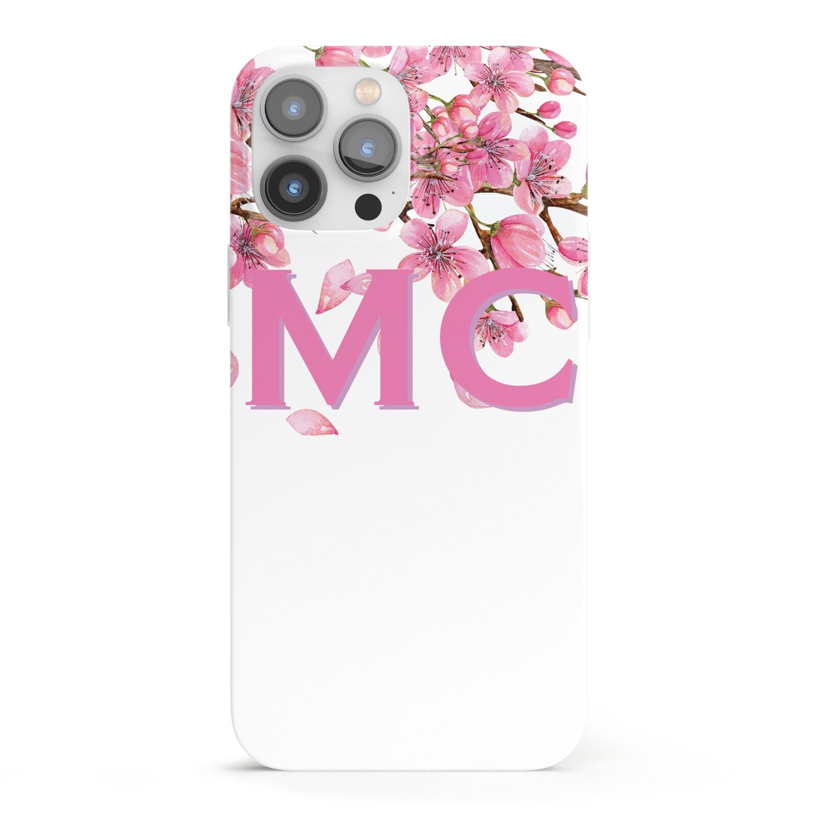 Personalised Pink White Blossom iPhone 13 Pro Max Full Wrap 3D Snap Case