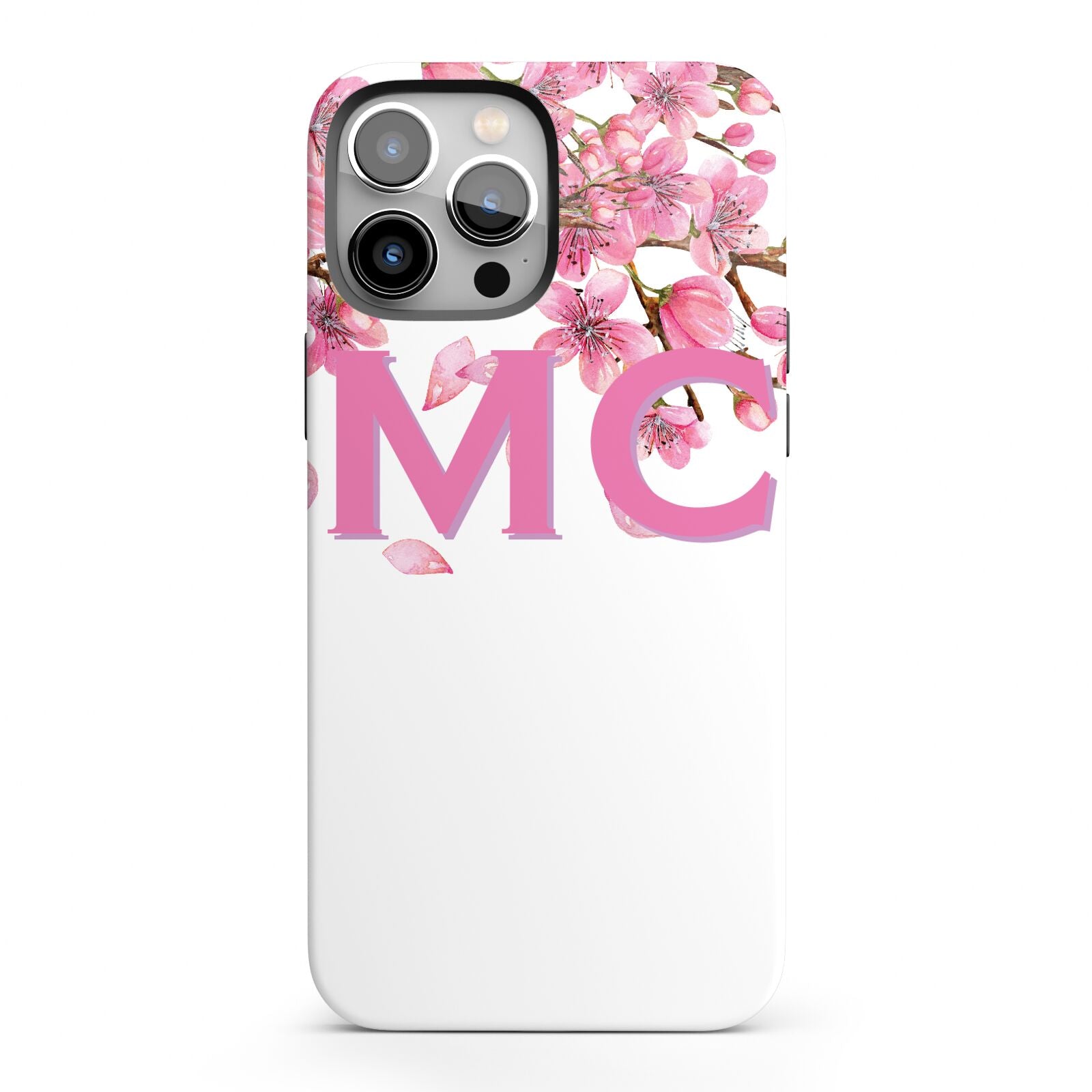 Personalised Pink White Blossom iPhone 13 Pro Max Full Wrap 3D Tough Case