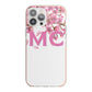 Personalised Pink White Blossom iPhone 13 Pro Max TPU Impact Case with Pink Edges