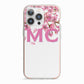 Personalised Pink White Blossom iPhone 13 Pro TPU Impact Case with Pink Edges