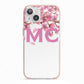 Personalised Pink White Blossom iPhone 13 TPU Impact Case with Pink Edges